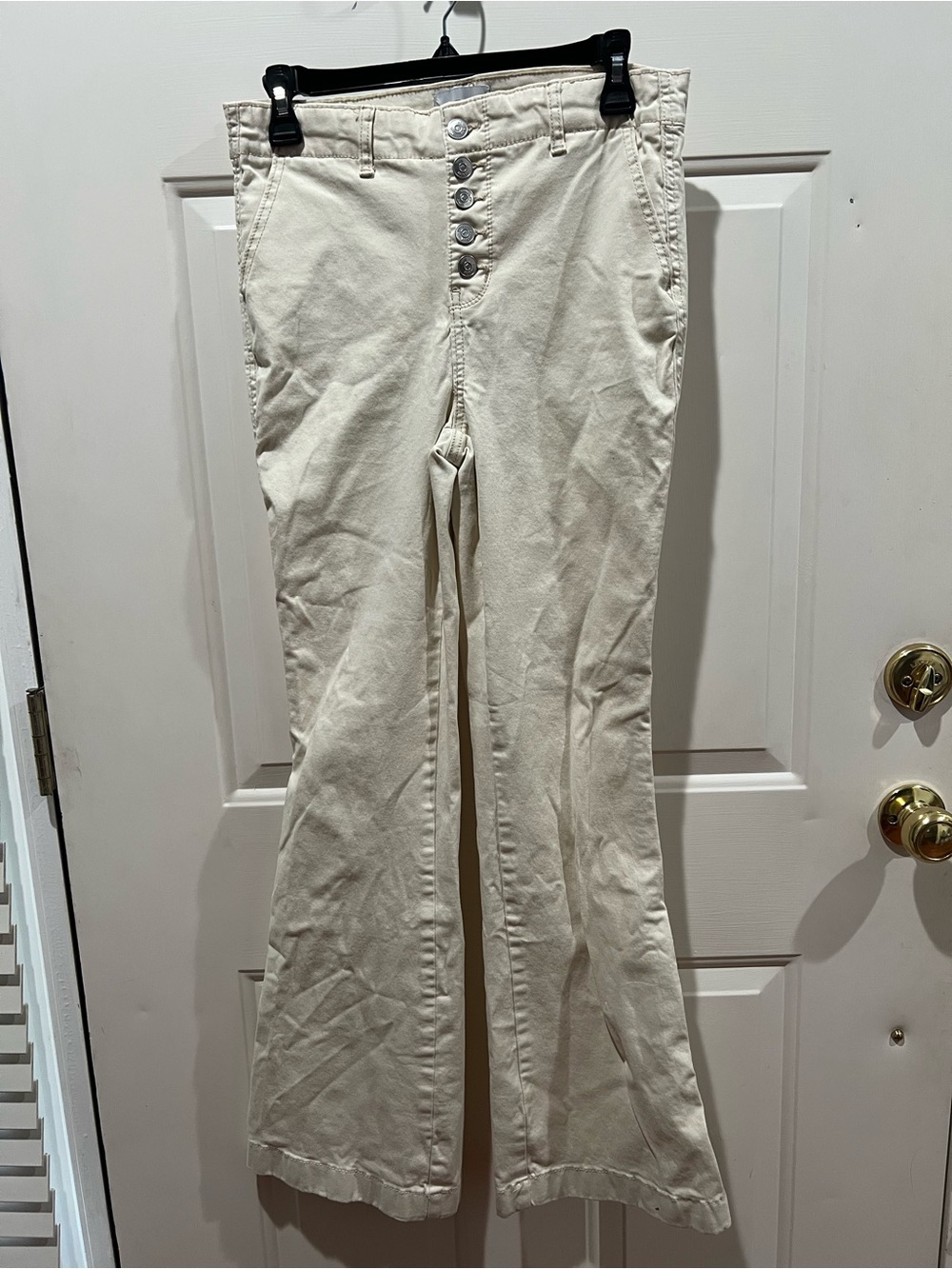 crown & ivy High Rise Wide-Leg Jeans in Cream